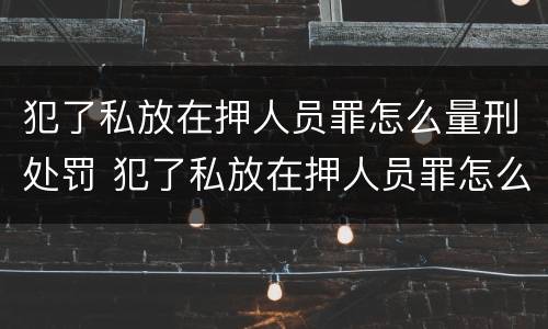 犯了私放在押人员罪怎么量刑处罚 犯了私放在押人员罪怎么量刑处罚标准