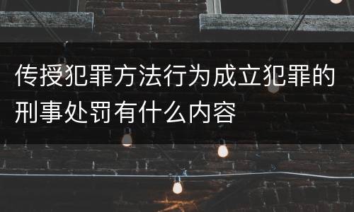 传授犯罪方法行为成立犯罪的刑事处罚有什么内容