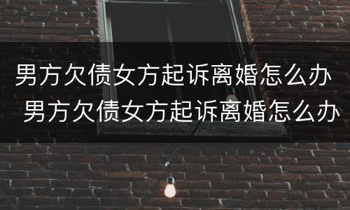 男方欠债女方起诉离婚怎么办 男方欠债女方起诉离婚怎么办手续