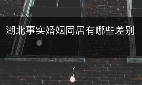 湖北事实婚姻同居有哪些差别