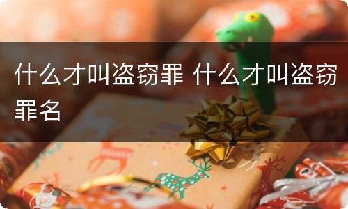 什么才叫盗窃罪 什么才叫盗窃罪名