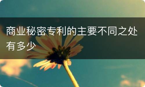 商业秘密专利的主要不同之处有多少