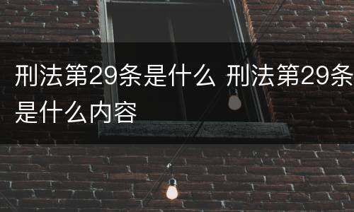 刑法第29条是什么 刑法第29条是什么内容