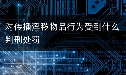 对传播淫秽物品行为受到什么判刑处罚