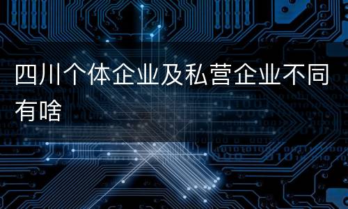 四川个体企业及私营企业不同有啥