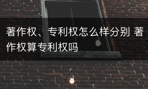 著作权、专利权怎么样分别 著作权算专利权吗
