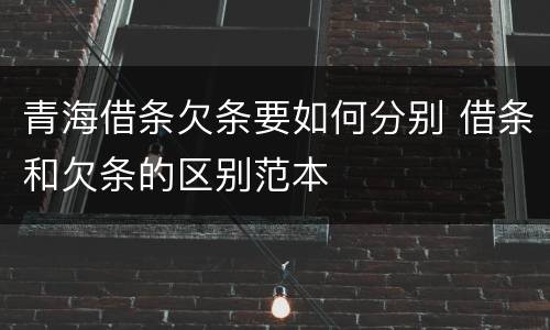 青海借条欠条要如何分别 借条和欠条的区别范本
