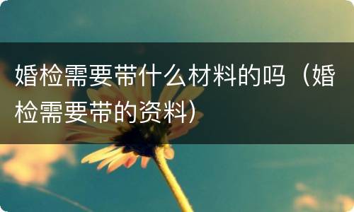 婚检需要带什么材料的吗（婚检需要带的资料）