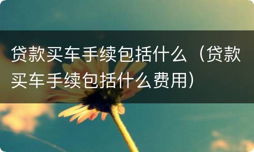 贷款买车手续包括什么（贷款买车手续包括什么费用）