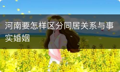 河南要怎样区分同居关系与事实婚姻