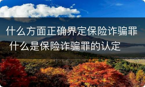 什么方面正确界定保险诈骗罪 什么是保险诈骗罪的认定