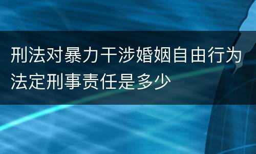 刑法对暴力干涉婚姻自由行为法定刑事责任是多少