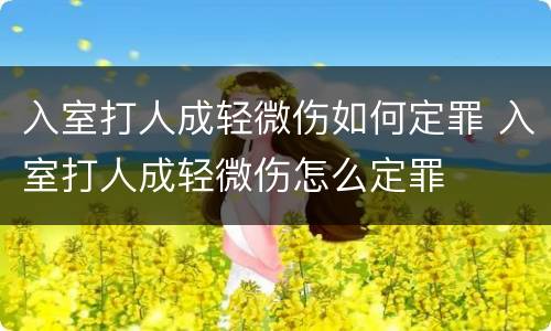 入室打人成轻微伤如何定罪 入室打人成轻微伤怎么定罪
