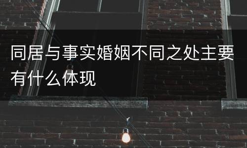 同居与事实婚姻不同之处主要有什么体现