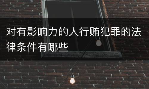 对有影响力的人行贿犯罪的法律条件有哪些