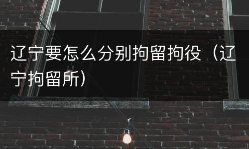 辽宁要怎么分别拘留拘役（辽宁拘留所）