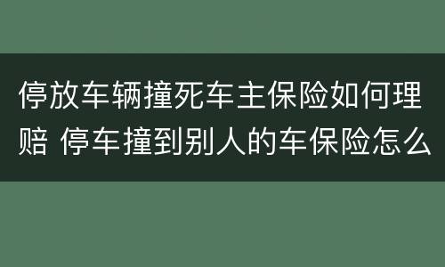 停放车辆撞死车主保险如何理赔 停车撞到别人的车保险怎么赔