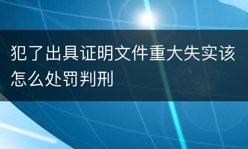 犯了出具证明文件重大失实该怎么处罚判刑