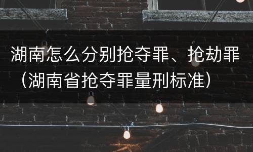 湖南怎么分别抢夺罪、抢劫罪（湖南省抢夺罪量刑标准）