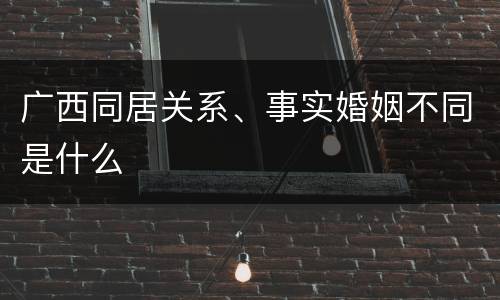 广西同居关系、事实婚姻不同是什么