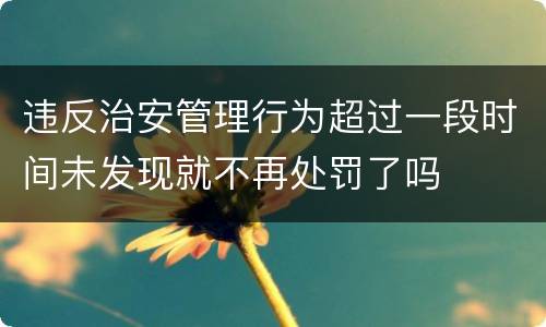 违反治安管理行为超过一段时间未发现就不再处罚了吗