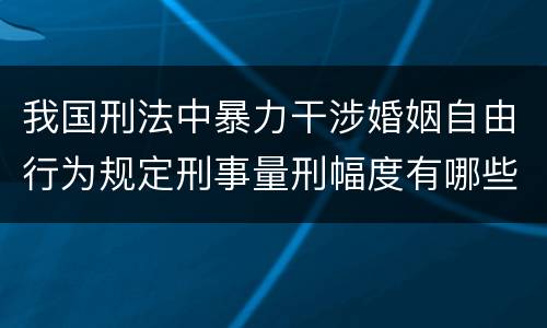 我国刑法中暴力干涉婚姻自由行为规定刑事量刑幅度有哪些