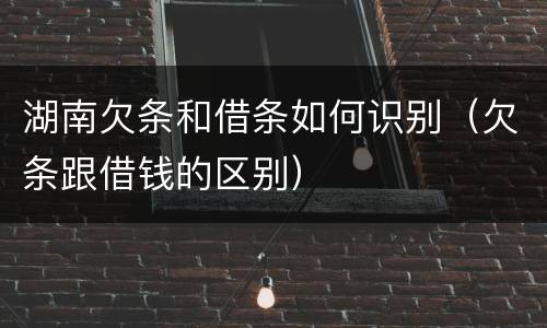 湖南欠条和借条如何识别（欠条跟借钱的区别）