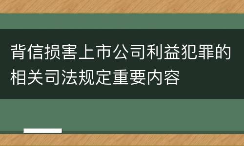 背信损害上市公司利益犯罪的相关司法规定重要内容
