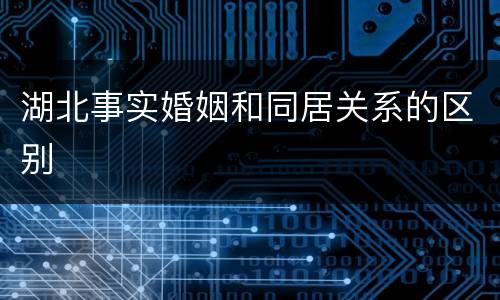 湖北事实婚姻和同居关系的区别