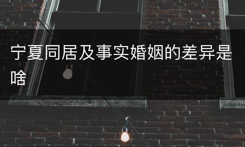 宁夏同居及事实婚姻的差异是啥