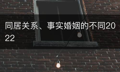 同居关系、事实婚姻的不同2022