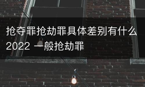 抢夺罪抢劫罪具体差别有什么2022 一般抢劫罪