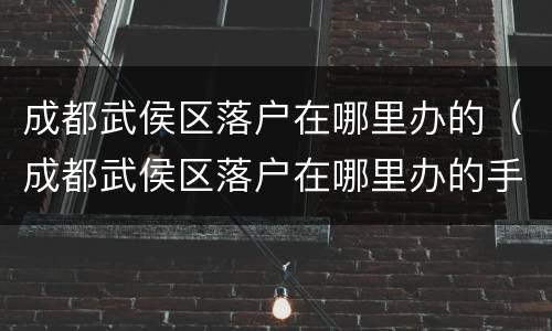 成都武侯区落户在哪里办的（成都武侯区落户在哪里办的手续）