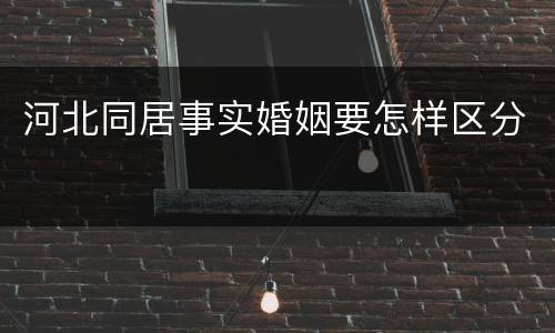 河北同居事实婚姻要怎样区分