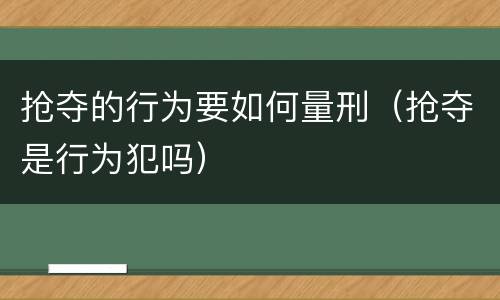 抢夺的行为要如何量刑（抢夺是行为犯吗）