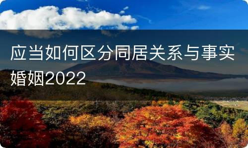 应当如何区分同居关系与事实婚姻2022