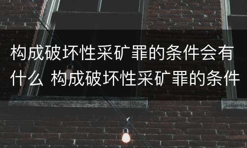 构成破坏性采矿罪的条件会有什么 构成破坏性采矿罪的条件会有什么影响