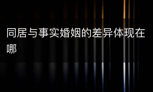 同居与事实婚姻的差异体现在哪