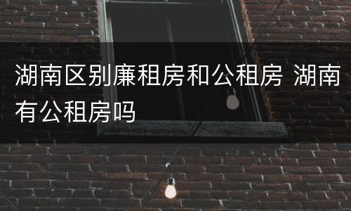 湖南区别廉租房和公租房 湖南有公租房吗