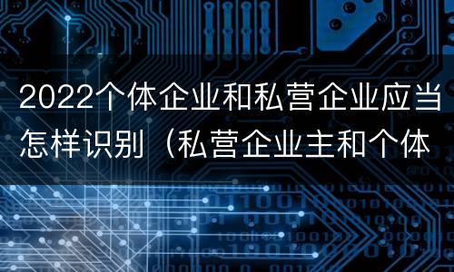 2022个体企业和私营企业应当怎样识别（私营企业主和个体工商户）