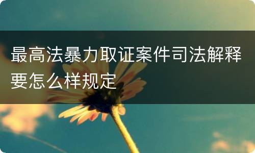最高法暴力取证案件司法解释要怎么样规定