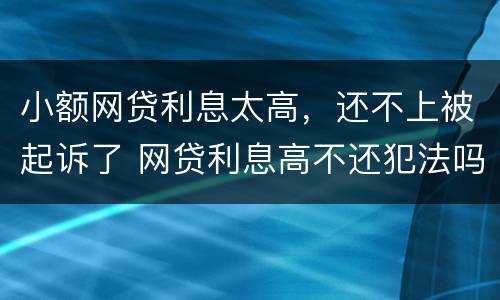 小额网贷利息太高，还不上被起诉了 网贷利息高不还犯法吗