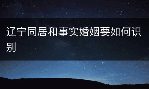 辽宁同居和事实婚姻要如何识别