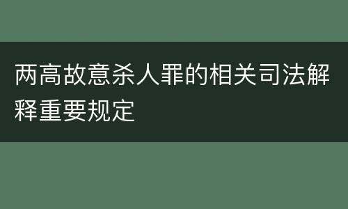 两高故意杀人罪的相关司法解释重要规定