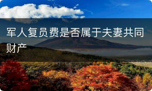 军人复员费是否属于夫妻共同财产