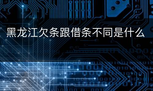 黑龙江欠条跟借条不同是什么