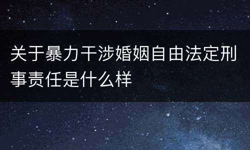 关于暴力干涉婚姻自由法定刑事责任是什么样