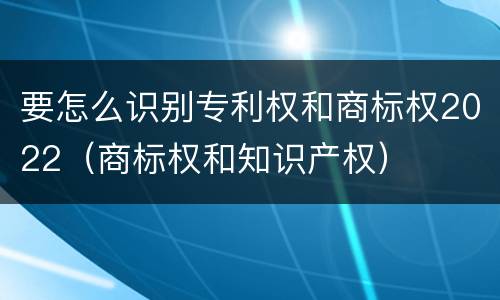 要怎么识别专利权和商标权2022（商标权和知识产权）