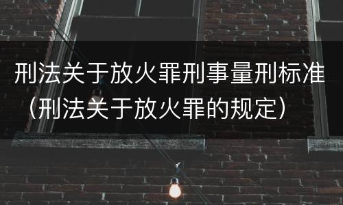 刑法关于放火罪刑事量刑标准（刑法关于放火罪的规定）