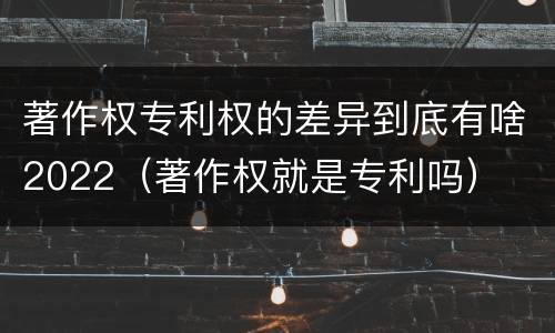 著作权专利权的差异到底有啥2022（著作权就是专利吗）